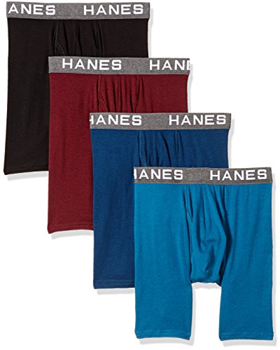 Hanes Ultimate Men's Comfort Flex Fit Ultra Soft Cotton Modal Blend Boxer Brief 4-Pack, Assorted, Large