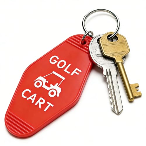 Image of 2pcs Golf Cart Keychain Plastic Retro Motel Golf Cart Key Chain for Women Men