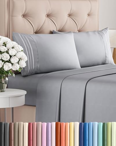 King Size 4 Piece Sheet Set - Comfy Breathable & Cooling Bed...