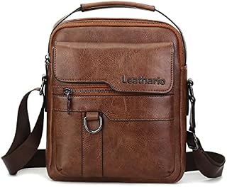 Leathario Men's Leather Shoulder Bag Crossbody Bag for Men Small Messenger for Work Business Satchel Travel