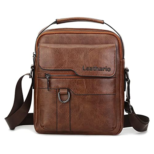Leathario Bolsa tiracolo masculina de couro para homens, bolsa tiracolo para trabalho, negócios, via