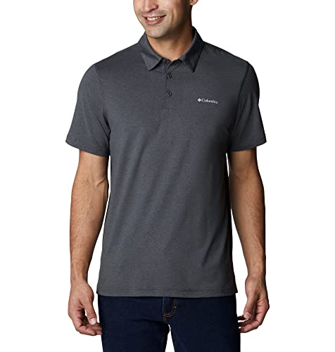 Columbia Men’s Tech Trail Polo Shirt, Sun Protection, Moisture Wicking, Shark, X-Large