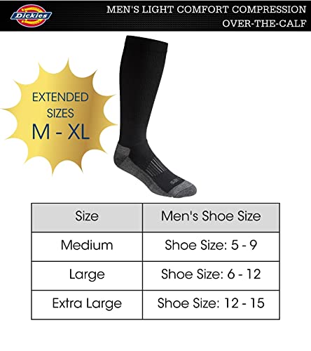 Dickies Men's Light Comfort Compression Over-The-Calf Socks, White (4 Pairs), Shoe Size: 6-12 #TOP2