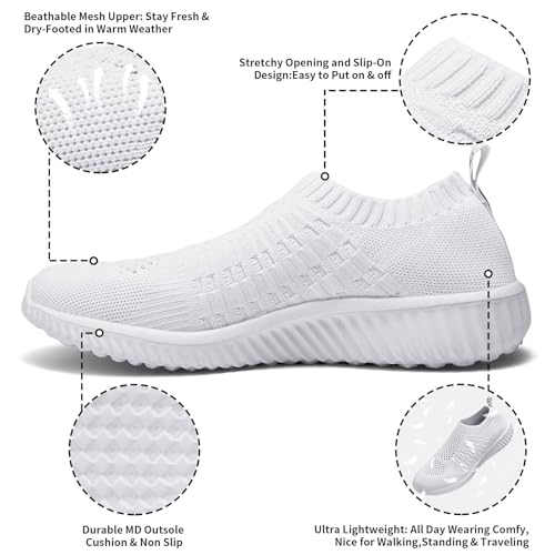 Image of konhill Women's Casual Walking Shoes Breathable Mesh Work Slip-on Sneakers