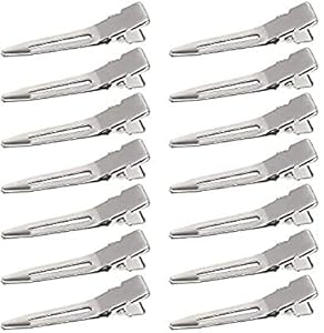 MOOLYAVAAN PRODUCTS 1.75 Inches Single Prong Curl Clips Silver Section Clips Metal Alligator Hair Pins Clips Clothing For Hair Extensions (Pack of 10)