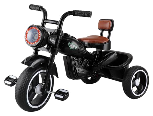 Image of JoyRide Ninja Plug N Play Durable Kids /Pedal Baby Tricycle, Storage Basket, Leather Seat, Led Headlight, Music for 18 Months to 5 Years Boys /Girls /Carrying Capacity Upto 30 Kgs (Black)