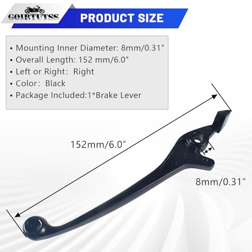 Image of Right Hydraulic Disc Brake Lever Replacement for Dirt Pit Bike 90cc-125cc Handle 8mm ID Bolt Hole 12mm Thick