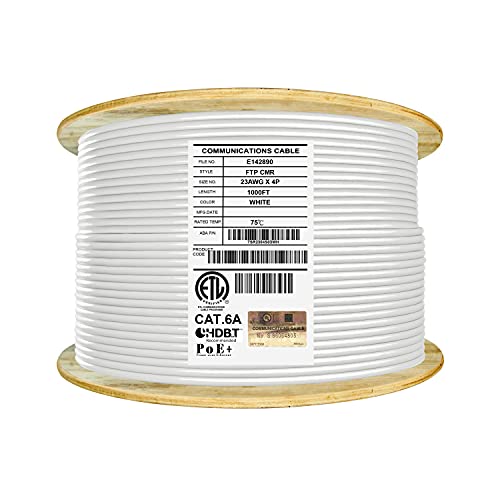Cable Elite Cat6A Shielded Riser, 1000ft, FTP 23AWG, Blanco miniatura 1
