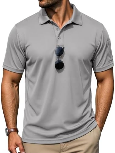 TACVASEN Poloshirt Herren Kurzarm Golf Polo Shirts Funktionsshirt Sommer Polohemd Atmungsaktive Sport Tshirts
