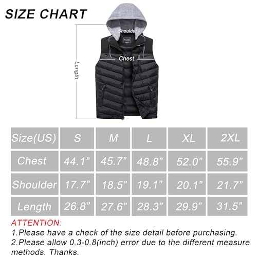 Vtuaol Men'S Puffer Vest Outdoor Fleece Vest Hooded Padded Outerwear Vest For Travel Hiking Brown Us Xl thumb #6