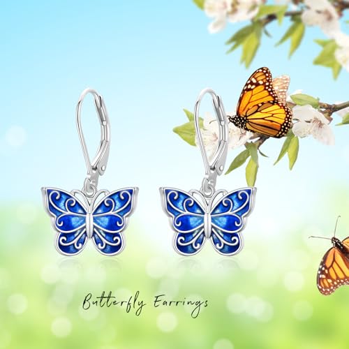 Dragonfly/Butterfly/Hummingbird/Bee Leverback Earrings 925 Sterling Silver Hypoallergenic Moonstone Dangle Drop Earrings Animal Jewelry Gifts for Women Girlfriends Birthday 7