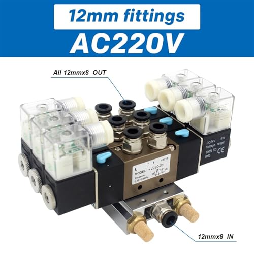 Électrovanne 4V220-08 pour centraliser 5 circuits pneumatiques sans fuite