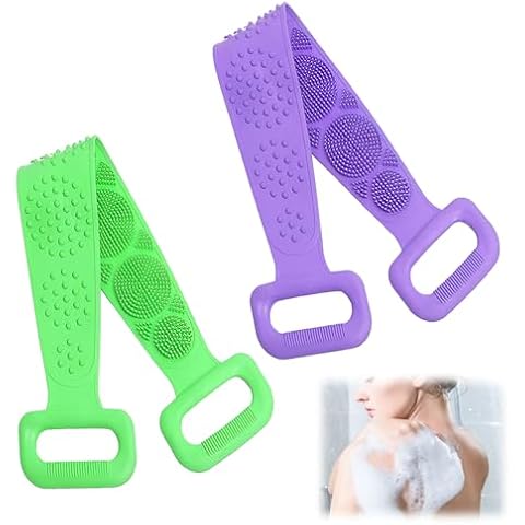 MAYWILLA Silicone Body Scrubber for Shower,Silicone Back Body Scrubber with Handle,27.5 Inch Exfoliating Deep Clean Bath Body Brush Scrubber for Men and Women-2 PCS Cover
