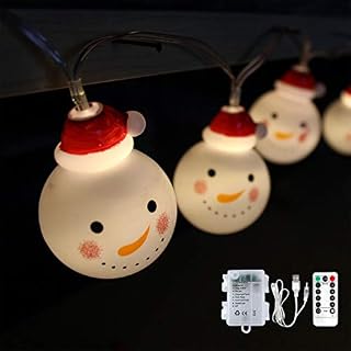 20 LED Snowman String Light Warm White Fairy Lights for Gardens Home Wedding Xmas Party Indoor Outdoor Decoration, Battery Operated