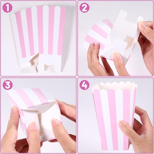 Image of Pink Popcorn Boxes, 28 Pcs Pink Popcorn Containers Treat Candy Boxes Bucket for Movie Theater, Carnival Circus Party, Birthday Popcorns Supplies