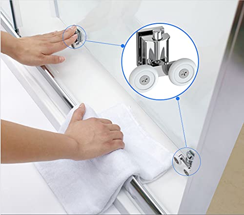 Elegant Sliding Shower Enclosure 36 In. D. X 36 In. W. X 72 In. H, Corner Shower Door 2 Stationary Panels,Shower Panel 1/4 In. Clear Glass,Chrome Finish (Shower Base Not Included) #TOP2