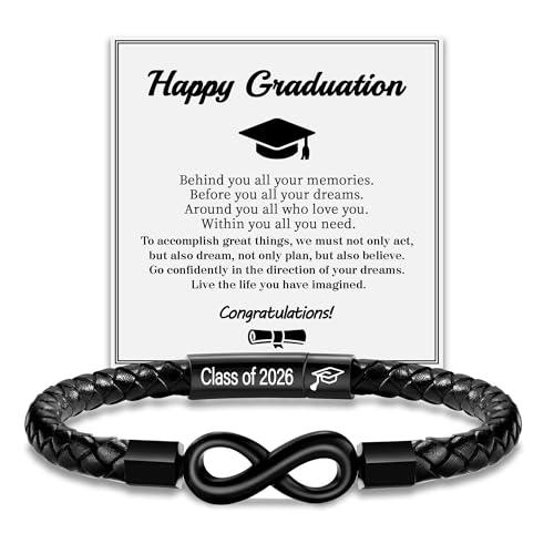 Image of Leather Bracelet Gifts for Men, To My Son Bracelet Fathers Day Bracelet Gifts Dad Grandpa Love You Forever Engraved Birthday Valentines Graduation Gift Infinity Knot Jewelry