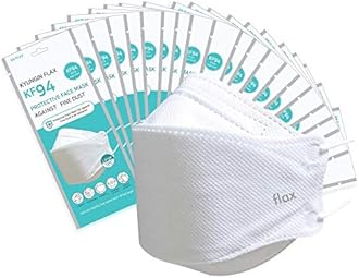 KN FLAX KF94 Masks For Adults - Face Protective Mask (White) [Made in Korea] [20 Individually Packaged] Premium KF-94 Certified Face Safety White Face Mask Dust [English Packing]
