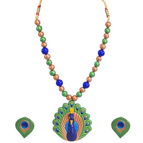 Tandras Terracotta Peacock Necklace Set For Women And Girls Blue (B01MSVBPLB) Amazon Price History, Amazon Price Tracker