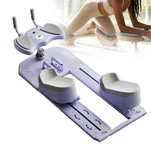 URJWAN Wirbelsäulen-Dreh- und Dehntrainer, Wirbelsäulendekompression für Senioren, Höhenverstellbares Rückendehnungsgerät mit Telefonhalter, Multifunktionelle Fitness-Krabbelmaschine Purple
