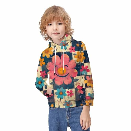 Sweat à capuche enfant fleurs idéal pour l'école et les sorties