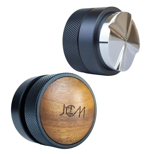 53mm Espresso Distributor, Distribution Tool Aluminum Alloy, Stainless Steel and Walnut Wood Cap, Adjustable Height Leveler for 54mm Portafilters, Espresso Coffee Accessories
