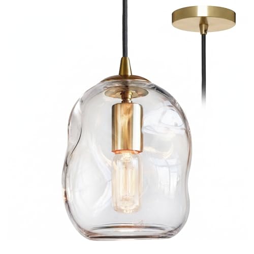 LFsem Lampadario in Vetro Colorato a forma di Lava, Lampada a Sospensione Industriale Vintage per Camera da Letto, Soggiorno, Cucina e Sala da Pranzo, Illuminazione E27 senza Lampadina (Trasparente)