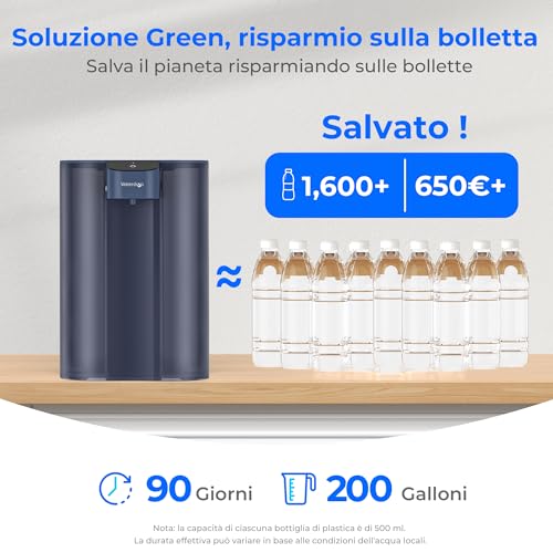 Waterdrop Mega Caraffa Filtrante Elettrica con Filtro per 3 Mesi, Sistema di Filtraggio dell'Acqua da 6 Litri, Riduce Cloro, Piombo, Mercurio, Riduce PFAS, PFOA/PFOS, 757 Litri, Blu (1 Filtro Incluso) - 7