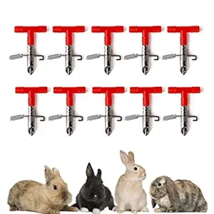 Sunkizzrs Automatic Nipple Waterer Rabbit Bunny Hare Feeder (Red) -10 Pieces