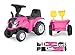Produktbild JAMARA 460357 Rutscher New Holland T7 Traktor  ab 12 Monate, Sitzhöhe 270 mm, Kippschutz, originalgetreue Optik, Anhänger mit Schaufel und Rechen, LED Licht, pink