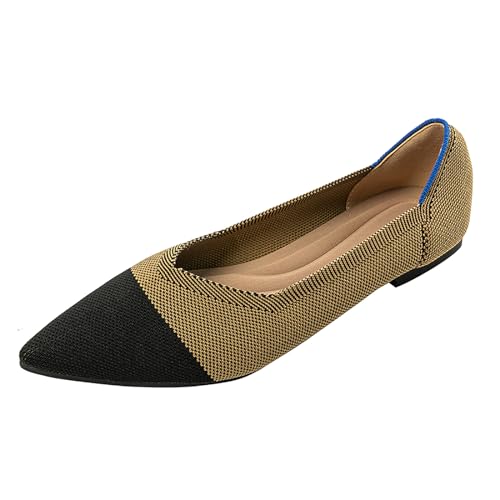 Women's Flats Shoes Pointed Toe Knit Ballet Comfortable Dressy Slip On Flat Classic Ballet Office Work Shoes