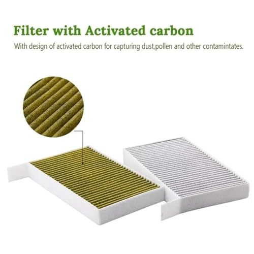 Filtro de aire de cabina con carbón activado para modelos 3 de 2017 a 2019, pack de 2 unidades 6