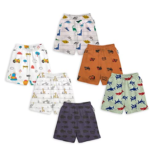 Image of Tinchuk Regular Printed Shorts Set of 6 - for Your Little One Multi-Coloured -Assorted