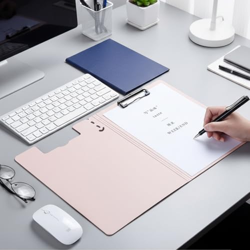 Image of oddpod Vertical A4 Plastic Clipboard with Elastic Strap /Multi-Function Document Paper Storage File Folder with Outer Cover for Students & Professionals - Light Pink