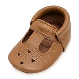 BirdRock Baby Mary Jane Moccasins - Genuine Leather Soft Sole Baby Girl Shoes for Newborns, Infants, Babies, and Toddlers (Classic Brown, US 5.5)