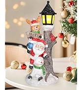 iStatue Resin Christmas Figurine with Lighted Lamppost, 11.2 Inch, Battery Operated Decoration, X...