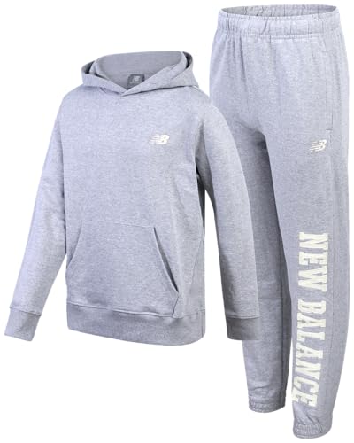 New Balance Active Boys Sweatpants Set - 2 Piece French Terry Boys Hoodies and Kids Joggers Tracksuit Activewear Set (8-20)