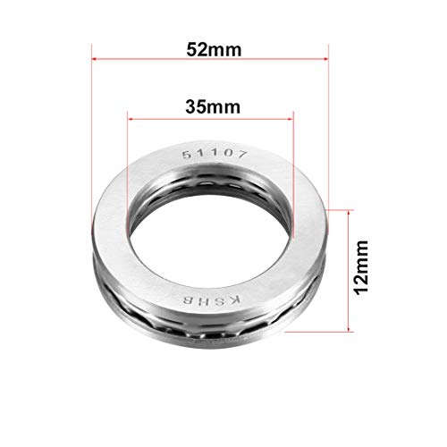 Uxcell A18062000UX0243 51107 Thrust Ball Bearings 35Mm X 52Mm X 12Mm Chrome Steel Abec3 Single Row Roller 2Pcs thumb #2