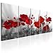 Produktbild decomonkey Akustikbild Blumen Mohnblumen rot 225x90 cm 5 Teilig Bilder Leinwandbilder Wandbilder XXL Schallschlucker Schallschutz Akustikdämmung Wandbild Deko leise Natur Weiß modern