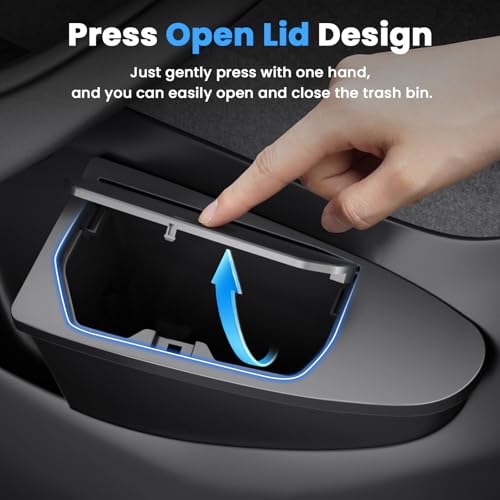 Canvcle Front Door Trash Can for 2025 2026 New Tesla Model Y Juniper Accessories, Door Side Storage Box Organizer Front Seat Door Garbage Bin with Push-Open Lid, Hidden Storage Organizer Black 2PCS by Canvcle - Used condition - Image 6