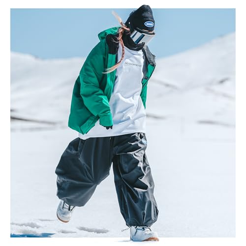 DOOREK Baggy Snow Pants Womens Winter Skiing Snowboards Pants Adult Waterproof Windproof Insulated Warm for Cold Weather Black…
