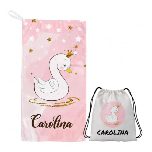 Zpubli Toallas De Mano Y Cara Personalizadas Con Nombre 30x50 . Regalo Infantil Original Para El Colegio, Excursiones, Camping, Ejercicio Etc. Toalla Manos Cisne