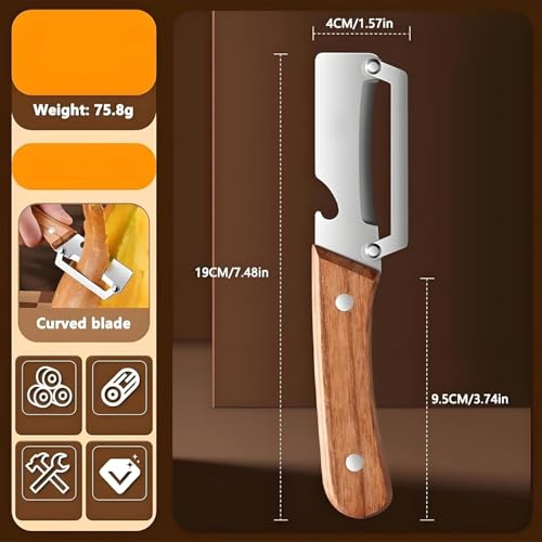Image of Multifunctional Stainless Steel Vegetable Peeler with Bottle Opener, Wooden Handle Fruit Peeling Knife, Heavy Duty Kitchen Peeler for Potato, Cucumber, Carrot, Apple & Vegetable Slicer.