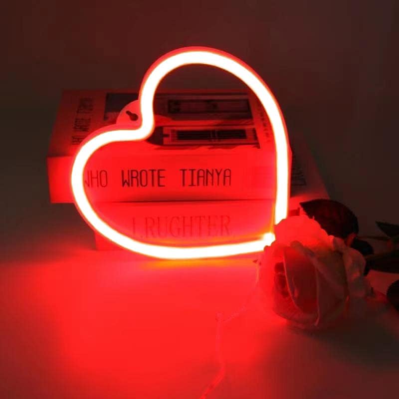 Miniatura 2 de EXF Letrero de neón de corazón rojo, funciona con pilas o USB para fiesta, lámpara de decoración del día de la madre, luz de decoración de mesa y