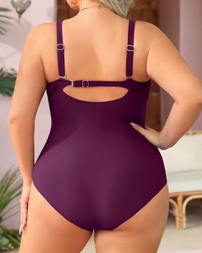 Image of Aqua Eve Womens Plus Size One Piece Swimsuit- Tummy Control Bathing Suit Full Coverage Swimwear