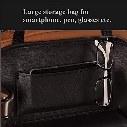 2 Pack Pu Leather Premium Car Seatback Organizer Travel Accessories Car Seat Back Organizer Seat Protector Kick Mats Back Seat Protector And Cup Holder Holder Universal Use Seat Covers Black #TOP6