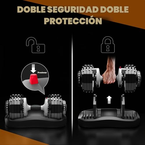 Miniatura 5 de Ativafit Mancuerna Ajustable Para Gimnasio Home Individual -Ajuste Rápido De Peso Con Mancuernas Perfecto Para Musculacion, Levantamiento De Pesas, Entrenamiento