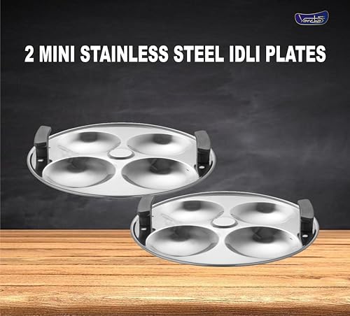 Image of VARCHAS Stainless Steel Idli Maker & Steamer with 4 Plates | Mini Multi Kadai 3 Litre, 22 cm | Idli, Dhokla, Momo, Steaming Cooker | Induction & Gas Compatible Kadhai