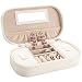 JL LELADY Small Jewelry Box Portable Travel Jewelry Case Organizer Faux Leather Storage Holder with Mirror for Earrings Rings Necklaces, Gifts for Women Girls Small Size (White)