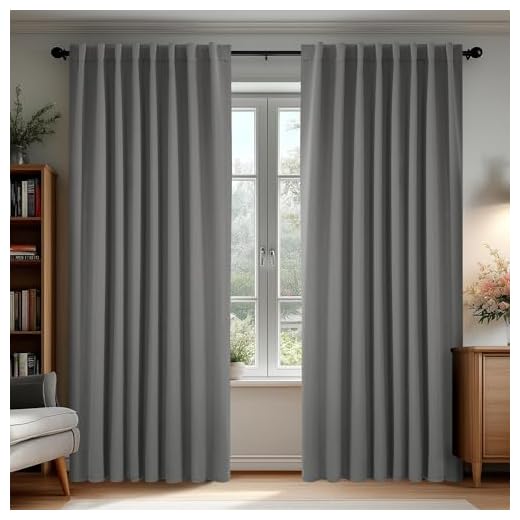 Deconovo Blackout Curtains, Thermal Insulated, W70 x L108 2 Panels, Back Tab, Machine Washable, Room-Darkening Drapes for Bedroom/Living Room Light Grey